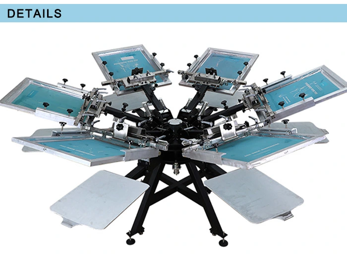 Hot Selling Mk606-HD Hevy Duty Micro-Registration Manual Silk Screen Printer Textile Carousel Screen Printing Machine with Side Clamps